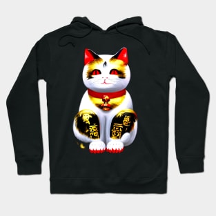 Japanese Lucky Cat Maneki Neko Painting Hoodie